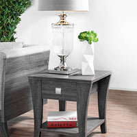 Wooden End Table with Swooping Curled Legs, Gray