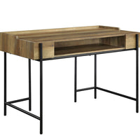 One Shelf Wooden Computer Desk with Metal Framework, Brown And Black