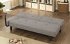 Fabric Upholstered Futon Sofa With Reversible End Table, Gray