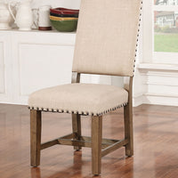 Fabric Upholstered Wooden Side Chair,Pack Of Two,Beige