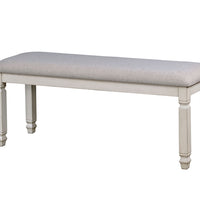 Fabric Padded Wood Bench, Antique White