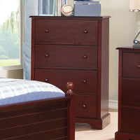 Wooden Chest With 4 Storage Drawers In Cherry Brown