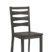 Wooden Side Chair With Slat Back Design, Gray, Pack Of Two