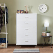 Wooden Chest with Five Drawers, White