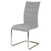 Metal Dining Chair With Unique Stitch Accent On The Back, Ash Gray, Set Of Two