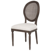 Linen Upholstery Dining Chair In Rustic Java And Bisque Finish, Set Of Two