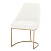 Velvet upholstered Dining Chair With Metal Feet, Gold And White, Set Of Two