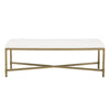 Upholstered Bench With Brushed Gold Metal Base, White