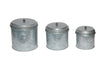 Galvanized Metal Lidded Canister With Ball Knob, Set of Three, Gray