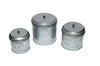 Galvanized Metal Lidded Canister With Ball Knob, Set of Three, Gray