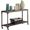 Industrial Style Metal and Wood Rectangular Sofa Table, Oak Brown