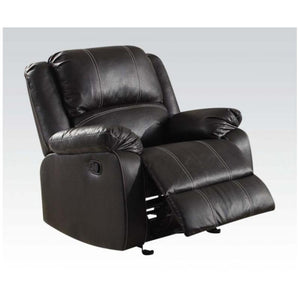 Metal and Leatherette Rocker Recliner with Cushioned Armrests, Black