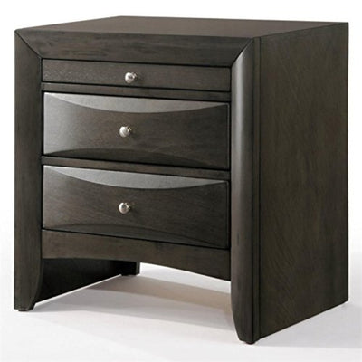 Wooden Nightstand with Bevel Drawer Front, Gray