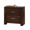 Wooden Two Drawer Nightstand In Walnut Finish