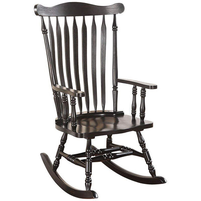 Traditional Style Wooden Rocking Chair with Contoured Seat, Black