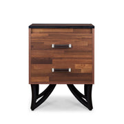 Square Nightstand or End Table With 2 Drawers, Brown and Black