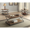 Contemporary Style Rectangular Wood and Metal Coffee Table, Oak Brown and Black