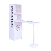 Modern Style Metal Counter Height Table with Wall Storage Cabinet, White