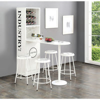 Modern Style Metal Counter Height Table with Wall Storage Cabinet, White