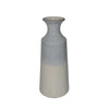 Dual Tone Ceramic Decorative Vase with Round Flared Opening, Blue and White