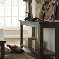 Rectangular Top Console Table with One Bottom Shelf, Antique Mocha Brown