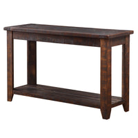 Rectangular Top Console Table with One Bottom Shelf, Antique Mocha Brown