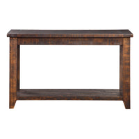 Rectangular Top Console Table with One Bottom Shelf, Antique Mocha Brown