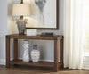 Rectangular Console Table with Tenon Corner Joints and Bottom Shelf , Brick Brown