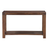 Rectangular Console Table with Tenon Corner Joints and Bottom Shelf , Brick Brown