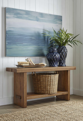 Rectangular Console Table with Open Bottom Shelf, Brown