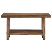 Rectangular Console Table with Open Bottom Shelf, Brown