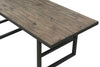 Solid Pine Wood Rectangular Table top Drift Table with Metal Base, Rustic Brown