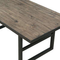 Solid Pine Wood Rectangular Table top Drift Table with Metal Base, Rustic Brown