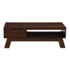 Wooden Coffee Table with One Shelf and Thick Splayed Legs, Medium Walnut Brown