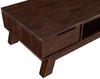 Wooden Coffee Table with One Shelf and Thick Splayed Legs, Medium Walnut Brown