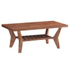 Wooden Coffee Table with Bottom Shelf and Wishbone Legs, Walnut Brown