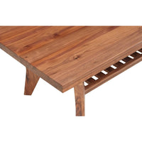 Wooden Coffee Table with Bottom Shelf and Wishbone Legs, Walnut Brown