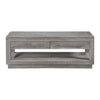 Two Drawer and One Bottom Shelf Coffee Table with Metal Handle Pull, Rustic Latte Gray