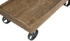 Rectangular Thick Wood Top Coffee Table with Sand Cast Metal Base, Brown