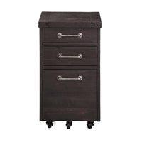 Three Drawers Solid Pine Wood File Cabinet with Rolling Casters, Cafe Brown