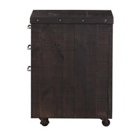 Three Drawers Solid Pine Wood File Cabinet with Rolling Casters, Cafe Brown
