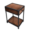 Metal Framed Mango Wood End Table with Drawer