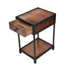 Metal Framed Mango Wood End Table with Drawer