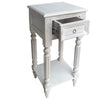 Spacious Mango Wood Side Table with Metal Ring Handle, Washed White