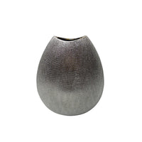 Decorative Ceramic Vase with Textured Pattern, Champagne Silver