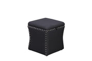 Fabric Upholstered Lift Top Storage Wooden Ottoman with Nail head Decorative Base, Gray