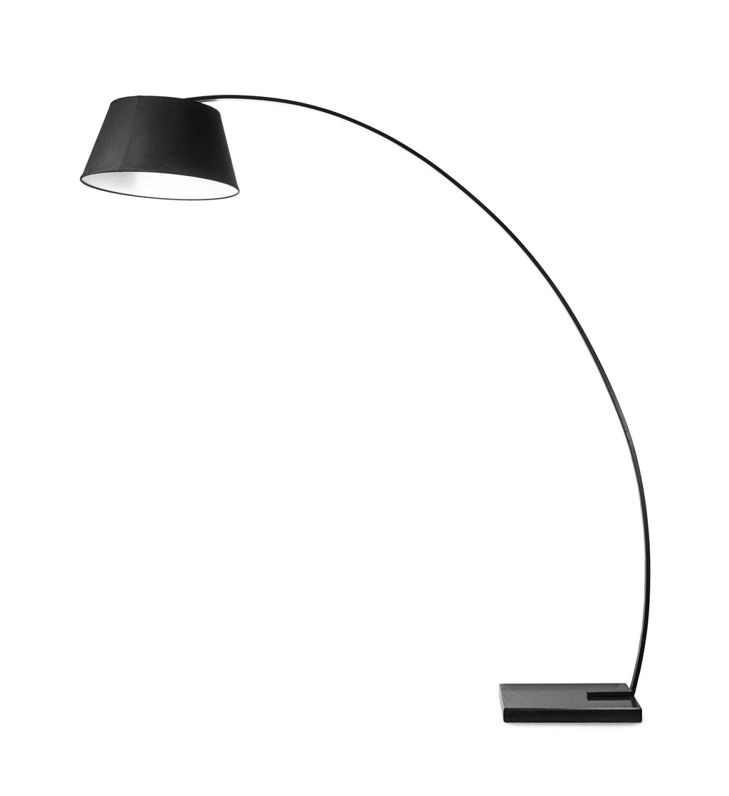 Metal Floor Lamp with Fabric Adjustable Shade and Marble Base, Black