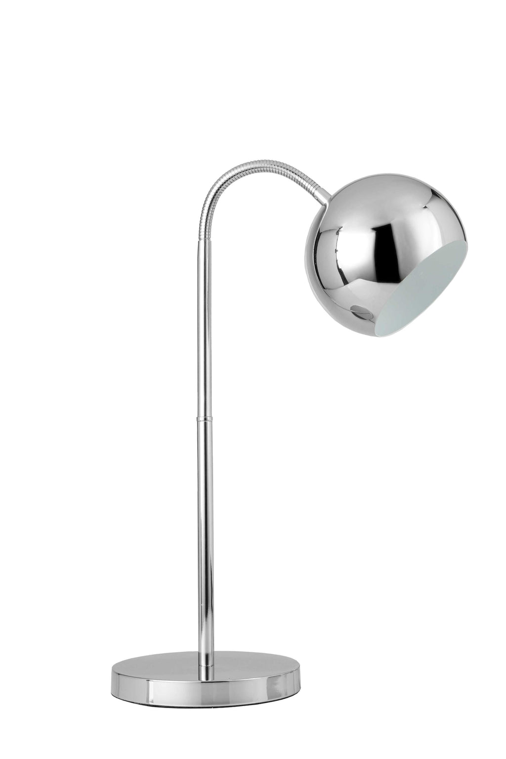 Metal Table Lamp with Goose Neck Design and Round Base,  Silver