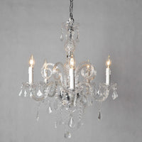 Traditional Crystal Chandelier with Five Candle Shape Light Holders, Clear