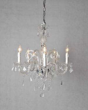 Traditional Crystal Chandelier with Five Candle Shape Light Holders, Clear